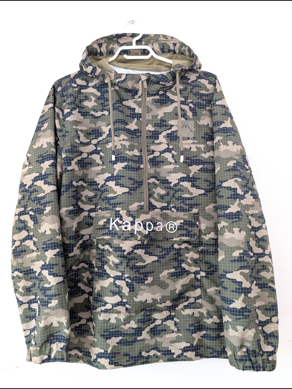 Kappa Camo Pullover Windbreaker Hooded Anorak Utility Streetwear Large